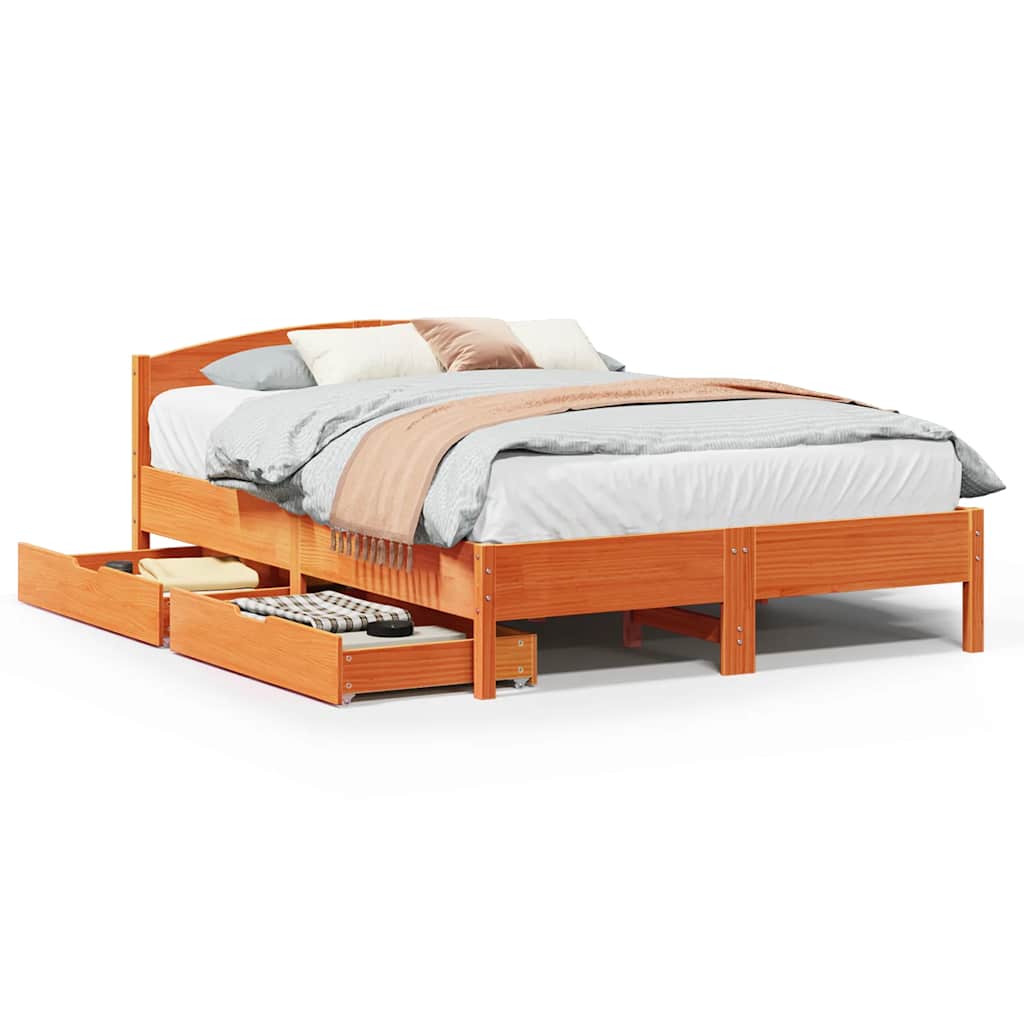 Letto senza Materasso Marrone Cera 120x190 cm in Legno di Pino | homemem39