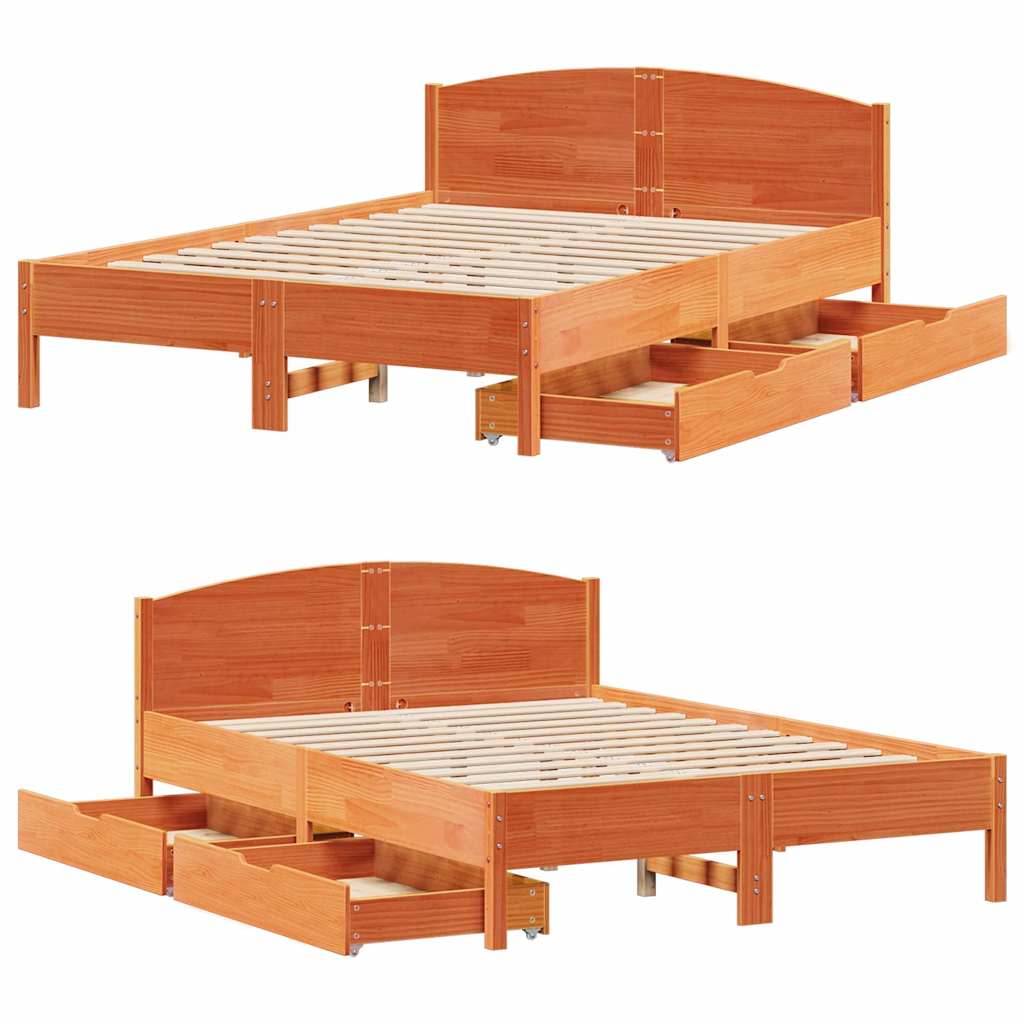 Letto senza Materasso Marrone Cera 120x190 cm in Legno di Pino | homemem39