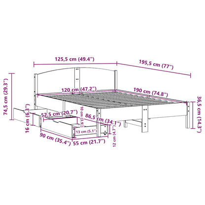 Letto senza Materasso Marrone Cera 120x190 cm in Legno di Pino | homemem39