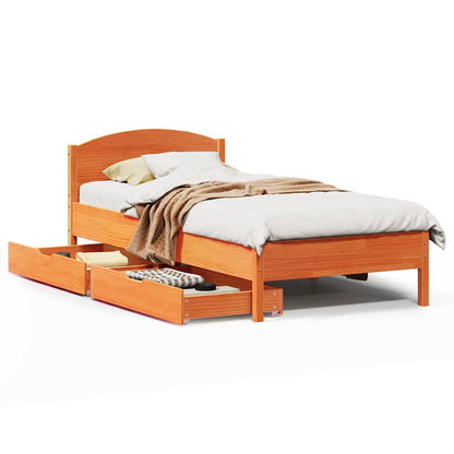Letto senza Materasso Marrone Cera 90x190 cm in Legno di Pino | homemem39