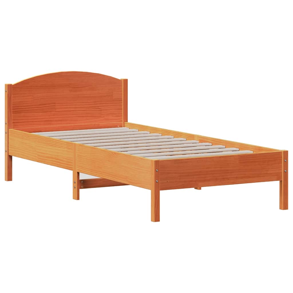 Letto senza Materasso Marrone Cera 90x190 cm in Legno di Pino | homemem39