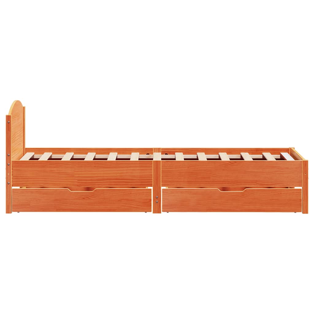 Letto senza Materasso Marrone Cera 90x190 cm in Legno di Pino | homemem39
