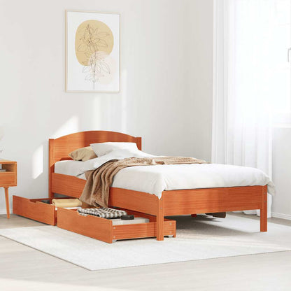 Letto senza Materasso Marrone Cera 90x190 cm in Legno di Pino | homemem39