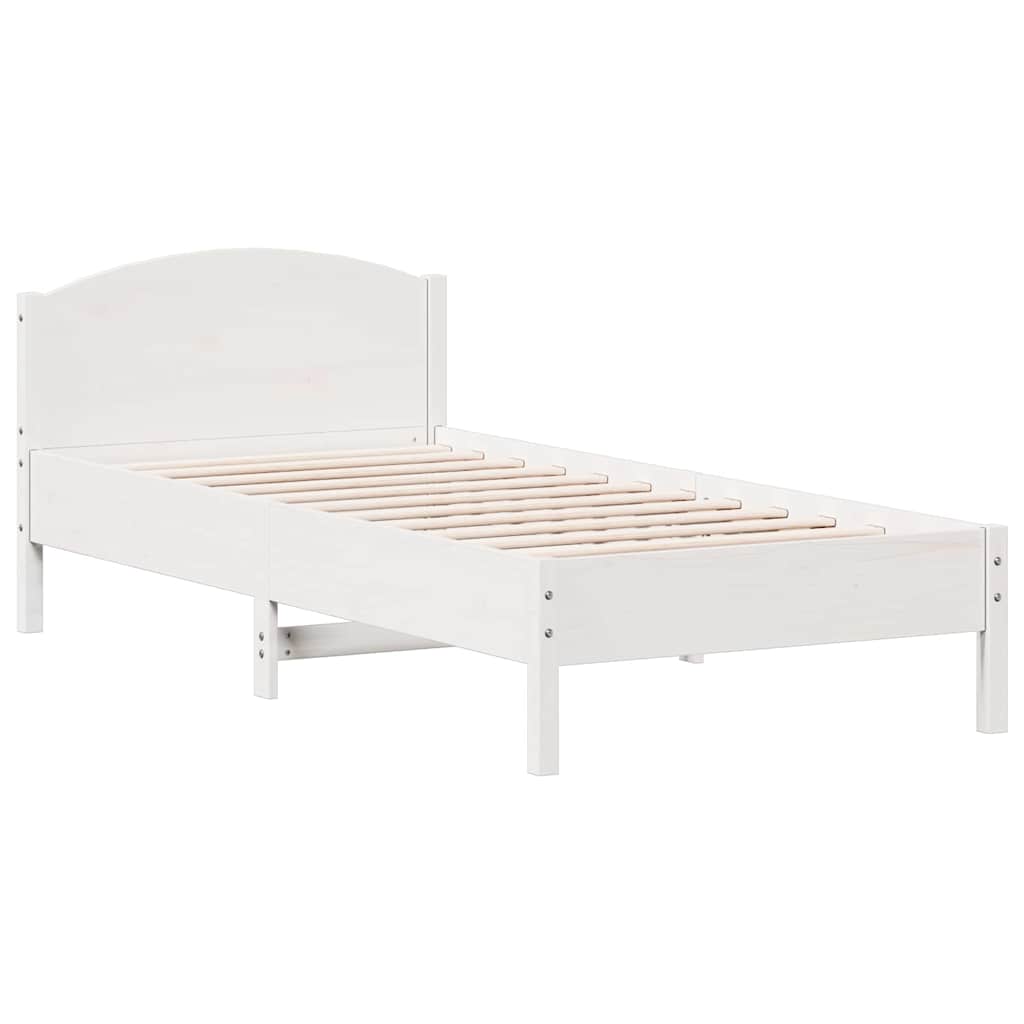 Letto senza Materasso Bianco 75x190 in Legno Massello di Pino | homemem39