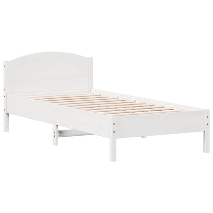 Letto senza Materasso Bianco 75x190 in Legno Massello di Pino | homemem39
