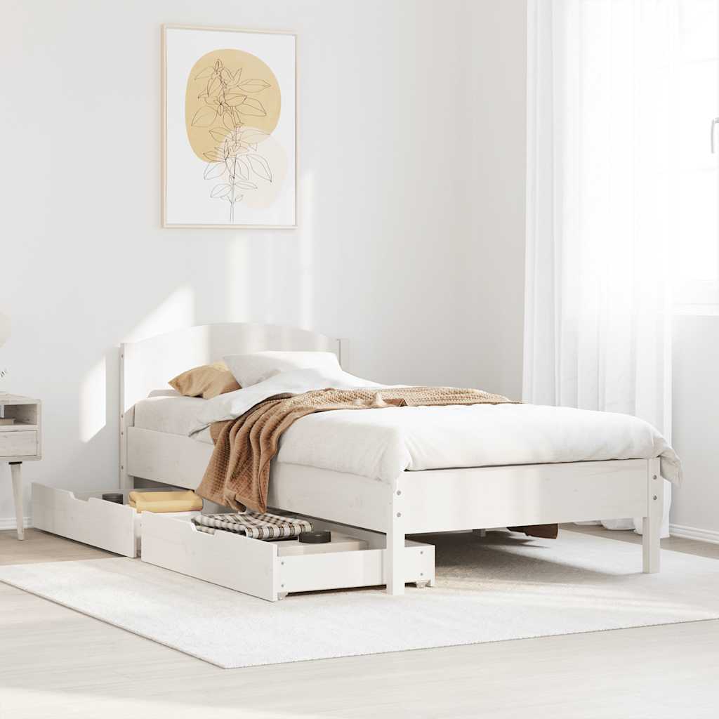 Letto senza Materasso Bianco 75x190 in Legno Massello di Pino | homemem39