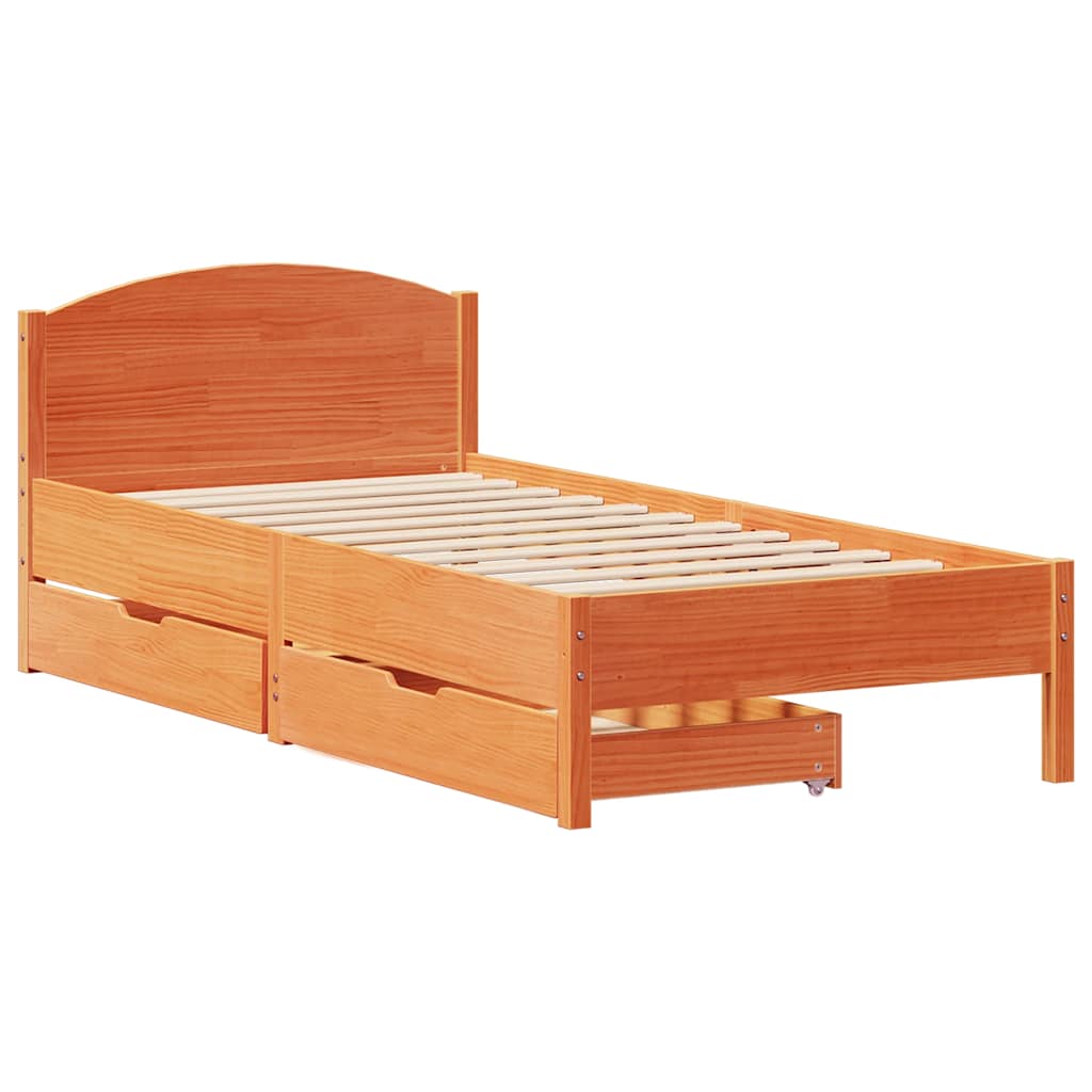 Letto senza Materasso Marrone Cera 75x190 cm in Legno di Pino | homemem39