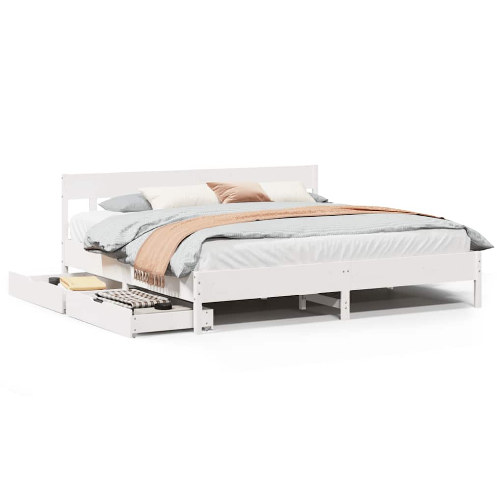 Giroletto senza Materasso Bianco 200x200 cm Legno Massello Pino | homemem39