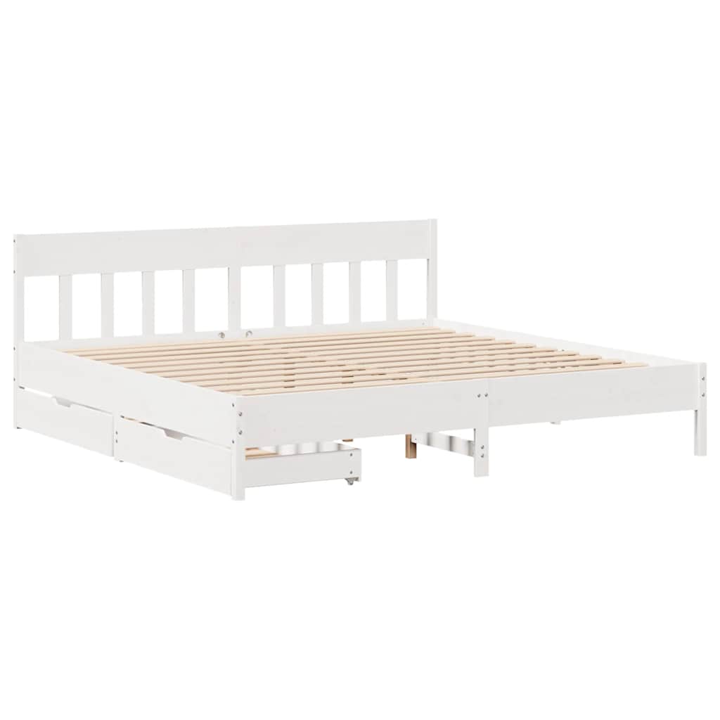 Giroletto senza Materasso Bianco 200x200 cm Legno Massello Pino | homemem39