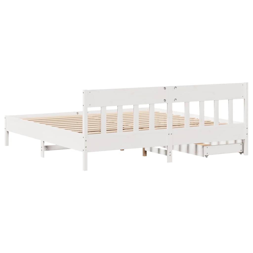 Giroletto senza Materasso Bianco 200x200 cm Legno Massello Pino | homemem39