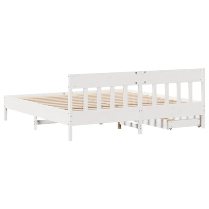 Giroletto senza Materasso Bianco 200x200 cm Legno Massello Pino | homemem39