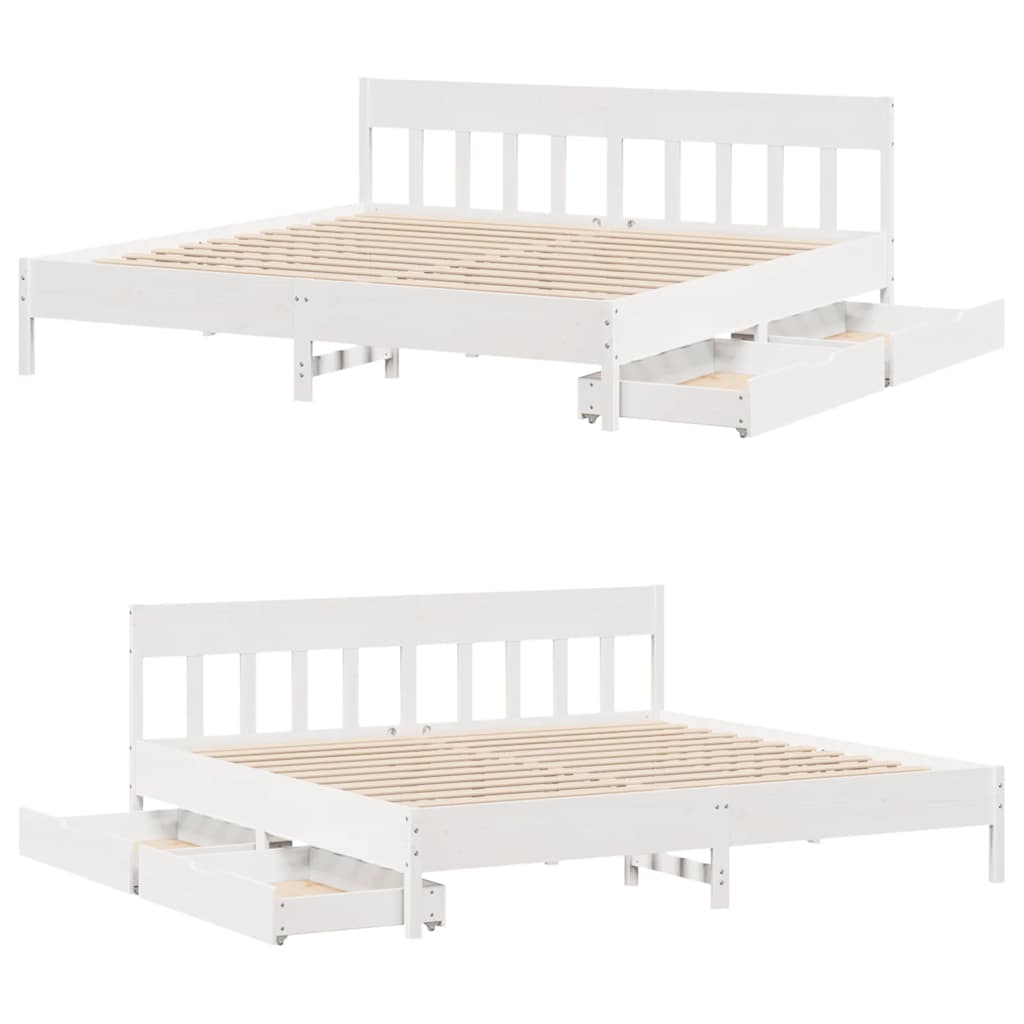 Giroletto senza Materasso Bianco 200x200 cm Legno Massello Pino | homemem39