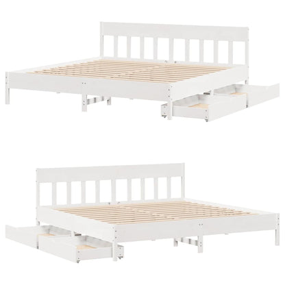 Giroletto senza Materasso Bianco 200x200 cm Legno Massello Pino | homemem39