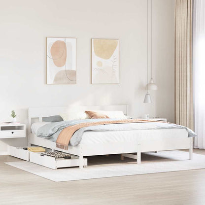 Giroletto senza Materasso Bianco 200x200 cm Legno Massello Pino | homemem39