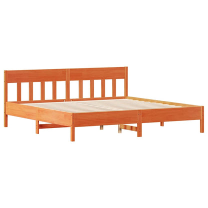 Letto senza Materasso Marrone Cera 200x200 cm in Legno di Pino