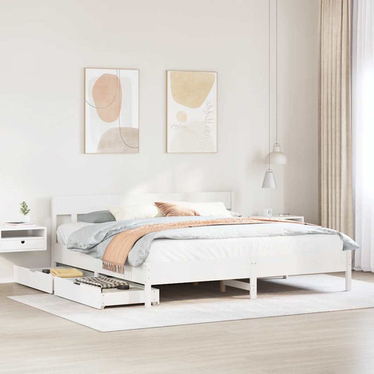 Letto senza Materasso Bianco 180x200 cm Legno Massello di Pino - homemem39