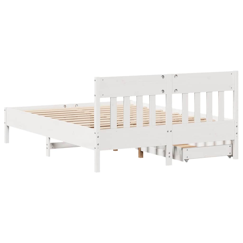 Letto senza Materasso Bianco 160x200 cm Legno Massello di Pino - homemem39