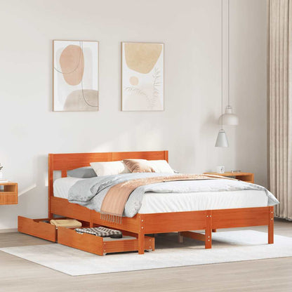 Letto senza Materasso Marrone Cera 160x200 cm in Legno di Pino