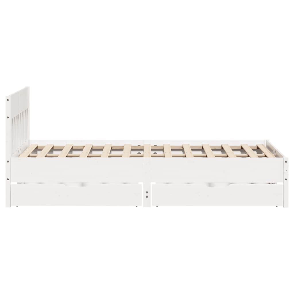 Letto senza Materasso Bianco 150x200 cm Legno Massello di Pino | homemem39