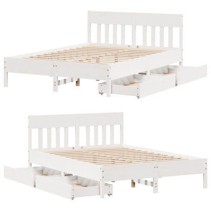 Letto senza Materasso Bianco 140x200 cm Legno Massello di Pino