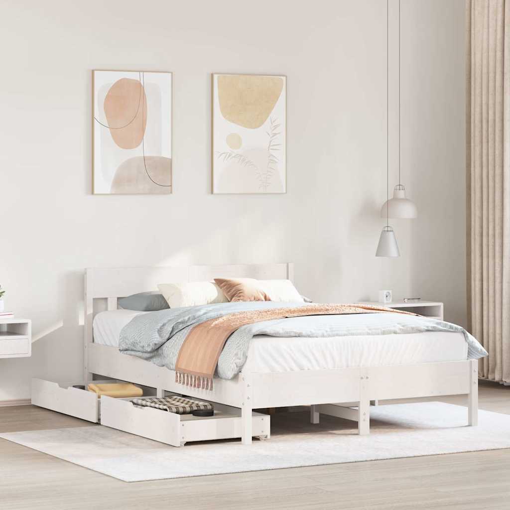 Letto senza Materasso Bianco 120x200 cm Legno Massello di Pino | homemem39