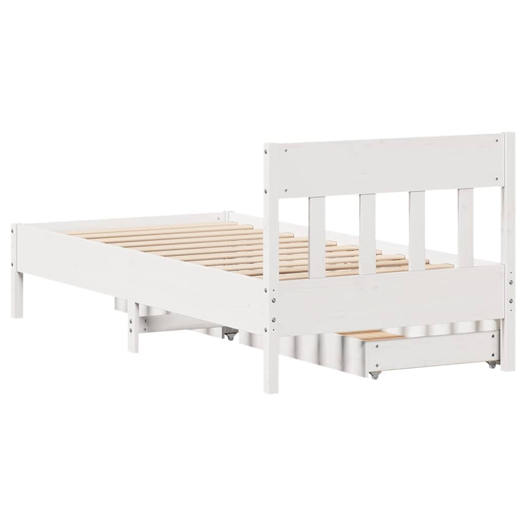 Letto senza Materasso Bianco 90x200 cm Legno Massello di Pino - homemem39