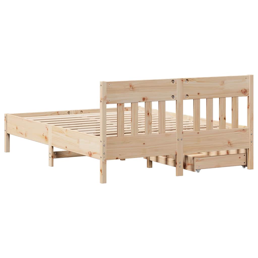 Letto senza Materasso 140x190 cm in Legno Massello di Pino | homemem39