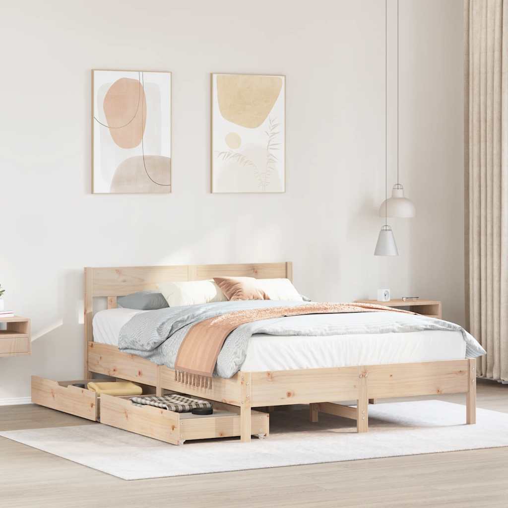 Letto senza Materasso 140x190 cm in Legno Massello di Pino | homemem39