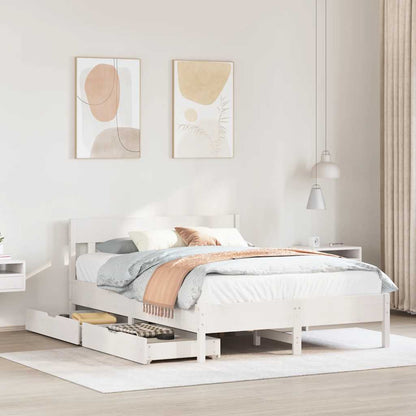 Letto senza Materasso Bianco 140x190 cm Legno Massello di Pino | homemem39