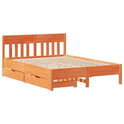 Letto senza Materasso Marrone Cera 140x190 cm in Legno di Pino | homemem39