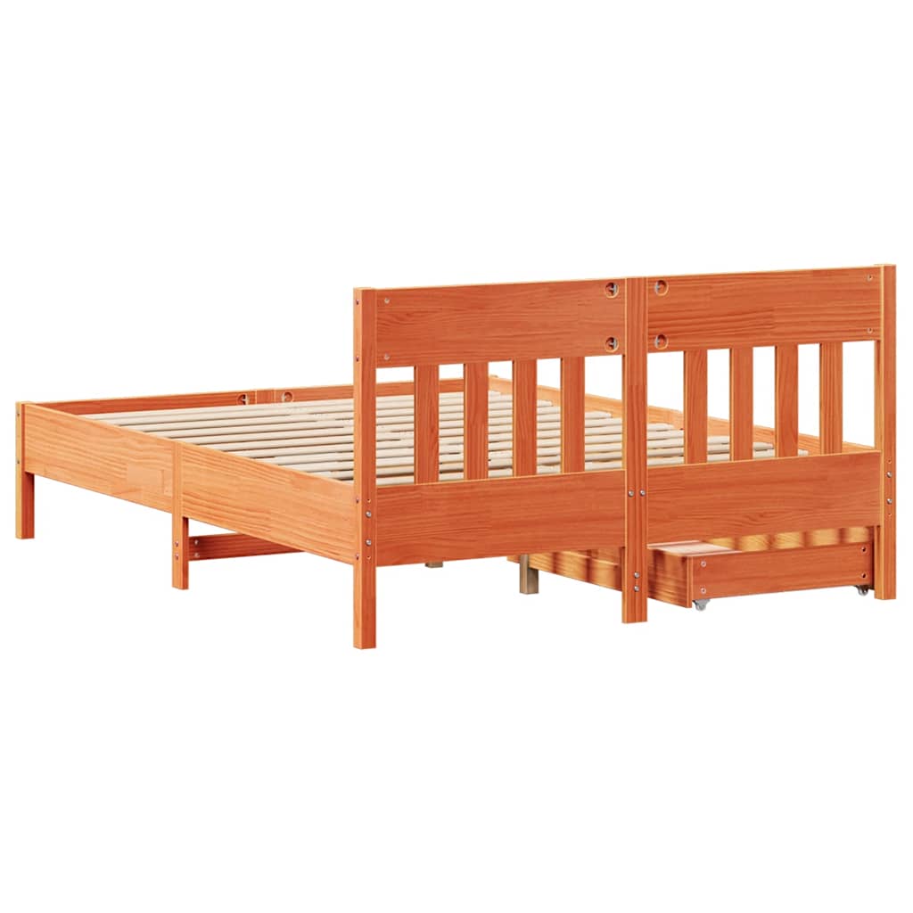 Letto senza Materasso Marrone Cera 140x190 cm in Legno di Pino | homemem39