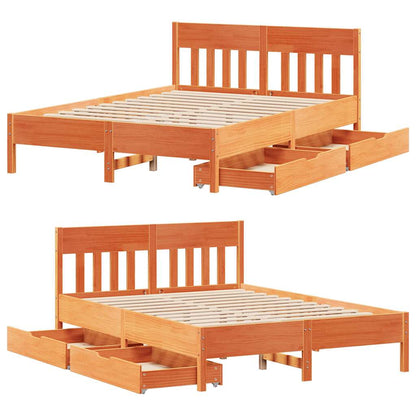 Letto senza Materasso Marrone Cera 140x190 cm in Legno di Pino | homemem39