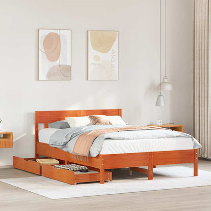Letto senza Materasso Marrone Cera 140x190 cm in Legno di Pino | homemem39