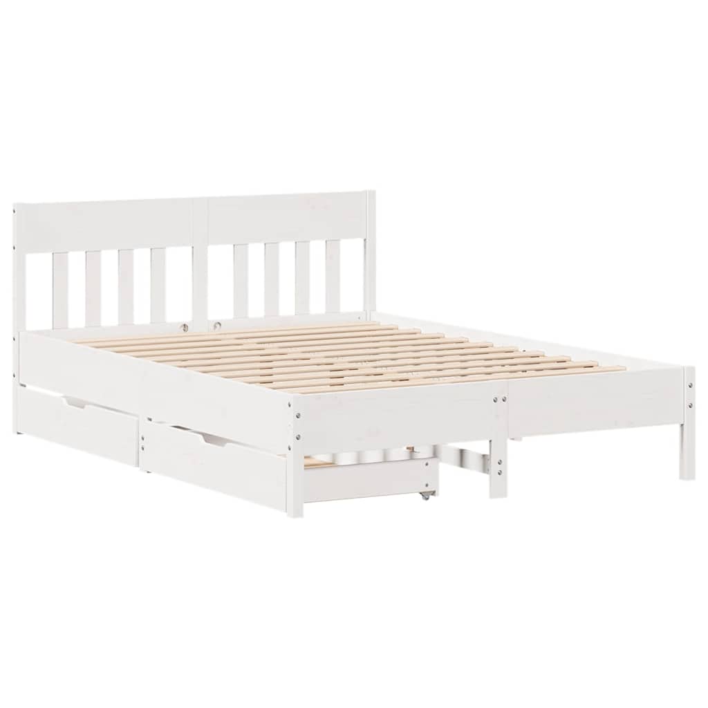 Letto senza Materasso Bianco 135x190 cm Legno Massello di Pino - homemem39