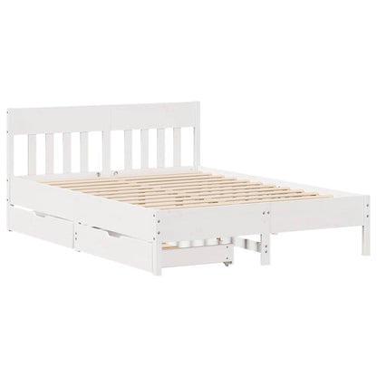 Letto senza Materasso Bianco 135x190 cm Legno Massello di Pino - homemem39