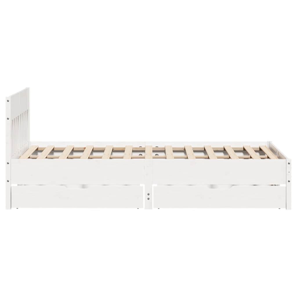 Letto senza Materasso Bianco 135x190 cm Legno Massello di Pino - homemem39
