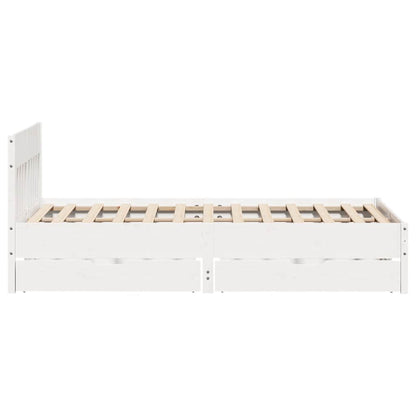 Letto senza Materasso Bianco 135x190 cm Legno Massello di Pino - homemem39
