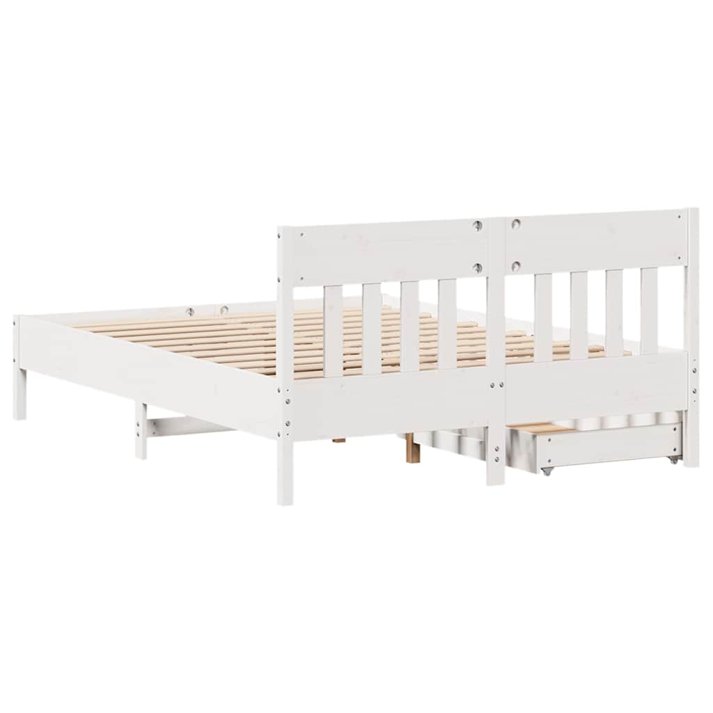 Letto senza Materasso Bianco 135x190 cm Legno Massello di Pino - homemem39