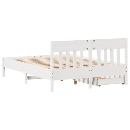 Letto senza Materasso Bianco 135x190 cm Legno Massello di Pino - homemem39