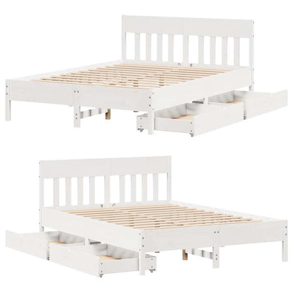 Letto senza Materasso Bianco 135x190 cm Legno Massello di Pino - homemem39