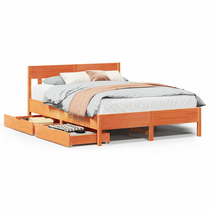 Letto senza Materasso Marrone Cera 135x190 cm in Legno di Pino | homemem39