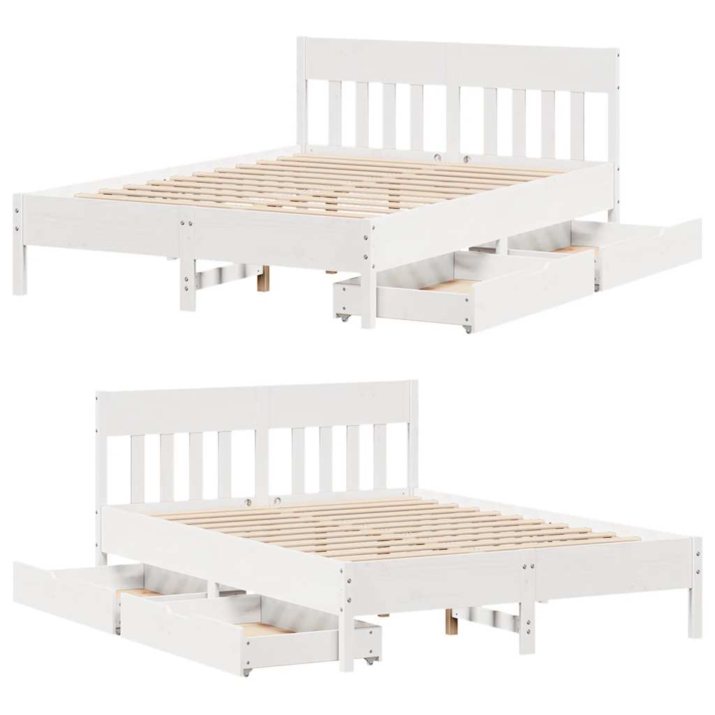 Letto senza Materasso Bianco 120x190 cm Legno Massello di Pino