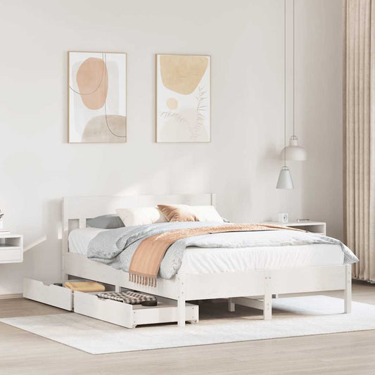 Letto senza Materasso Bianco 120x190 cm Legno Massello di Pino | homemem39