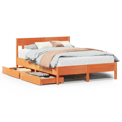 Letto senza Materasso Marrone Cera 120x190 cm in Legno di Pino | homemem39