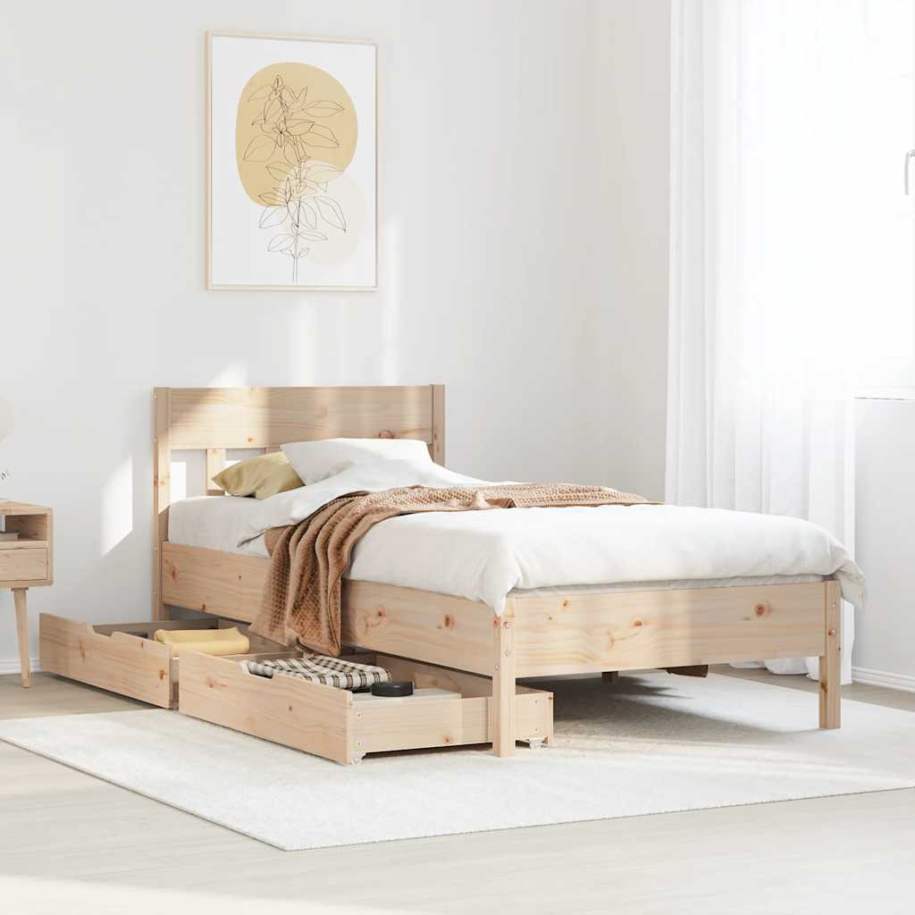 Letto senza Materasso 90x190 cm in Legno Massello di Pino