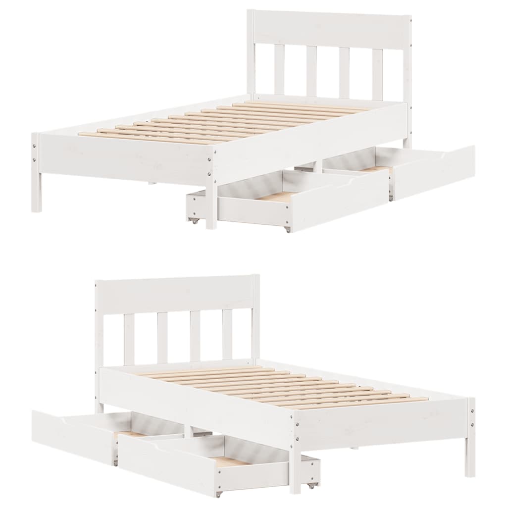 Letto senza Materasso Bianco 90x190 cm in Legno Massello Pino - homemem39