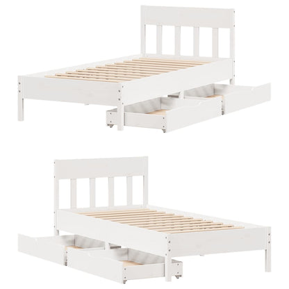 Letto senza Materasso Bianco 90x190 cm in Legno Massello Pino - homemem39