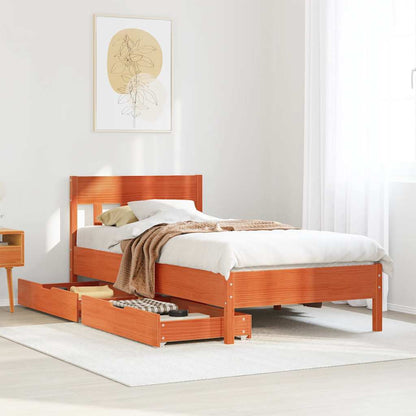 Letto senza Materasso Marrone Cera 90x190 cm in Legno di Pino | homemem39