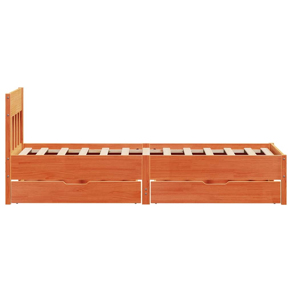 Letto senza Materasso Marrone Cera 75x190 cm in Legno di Pino | homemem39