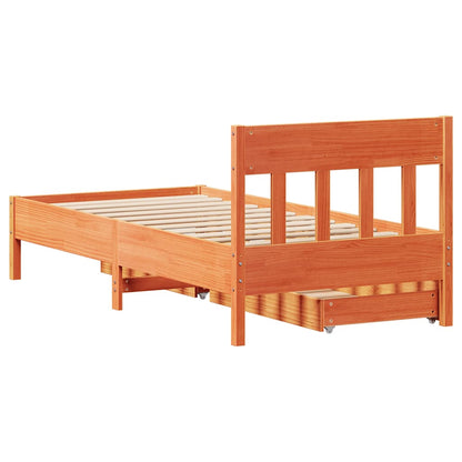Letto senza Materasso Marrone Cera 75x190 cm in Legno di Pino | homemem39
